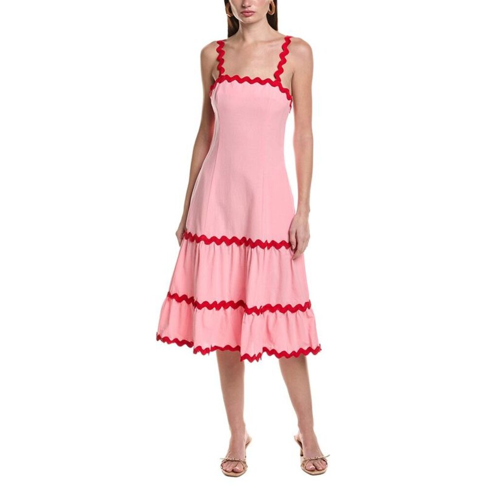 Area Stars Womens  Ana Rick Rack Midi Dress, Pink